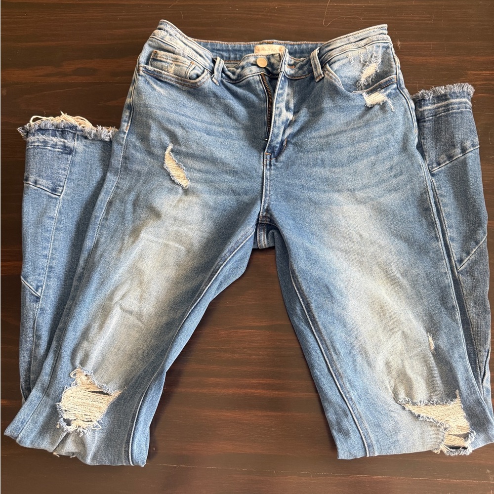 Altar'd State Light Blue Distressed Wide Leg Jeans